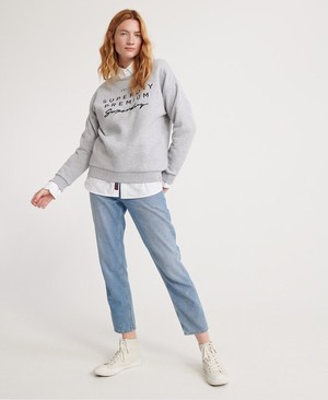 Superdry Applique Crew Női Pulóver Szürke | CNFJS2543